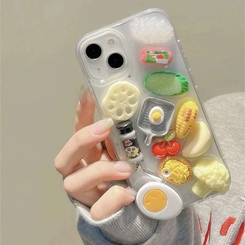 Uakiss 3D Simulation Vegetable Food Transparent Phone Case Protective Case for iPhone 15 Promax 14 Plus 13 12 11 Xsmax X 7 8plus Case