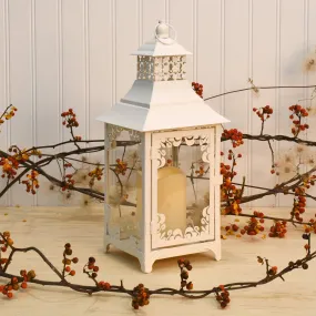 Warm White Swirl Metal Lantern with LED Candle